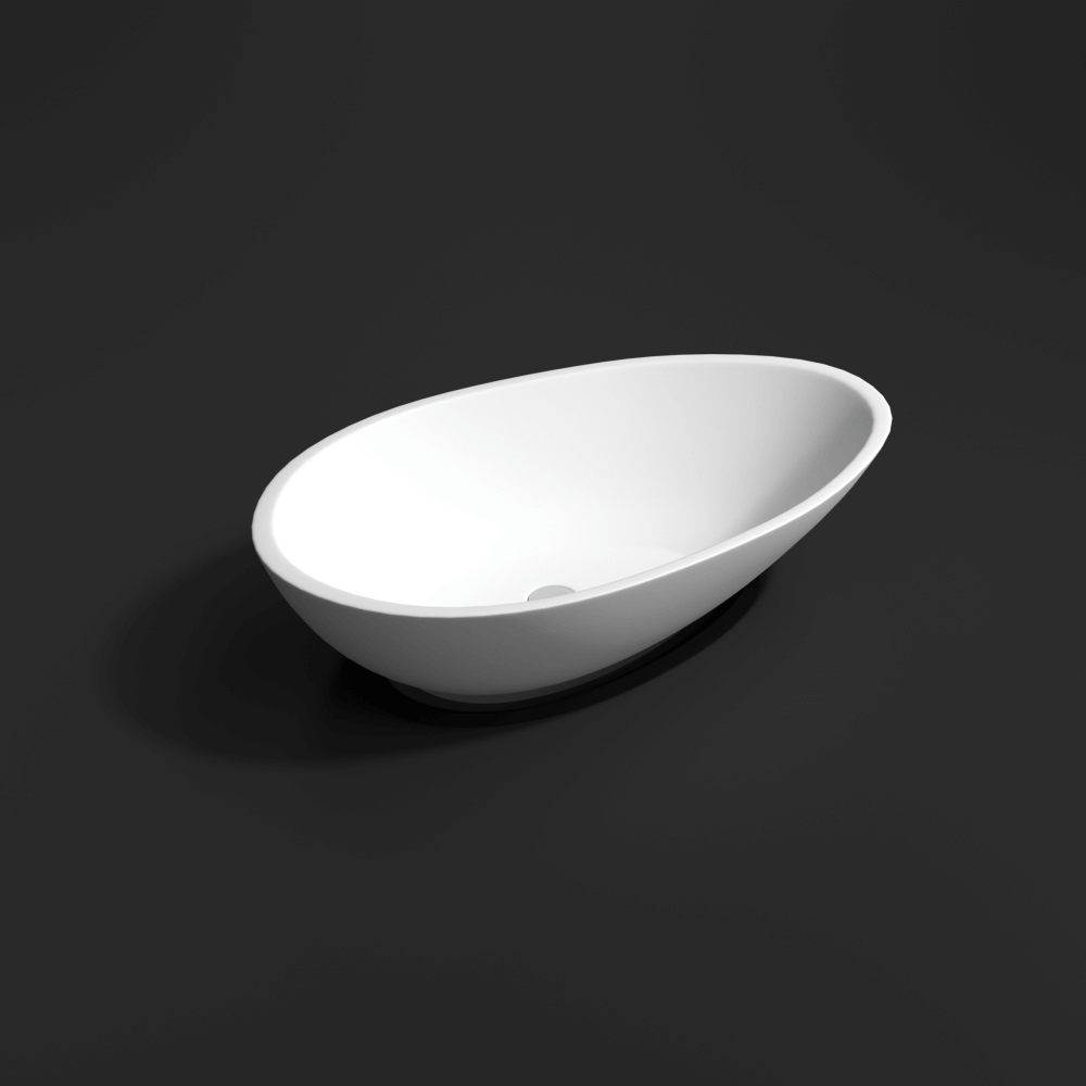 Vasque à poser Solid Surface 58x38cm, blanc mat