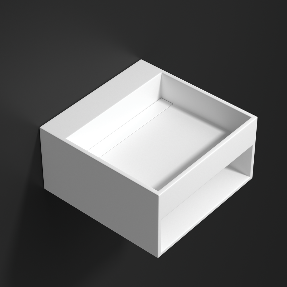 Lavabo suspendu Solid Surface 50cm, blanc mat