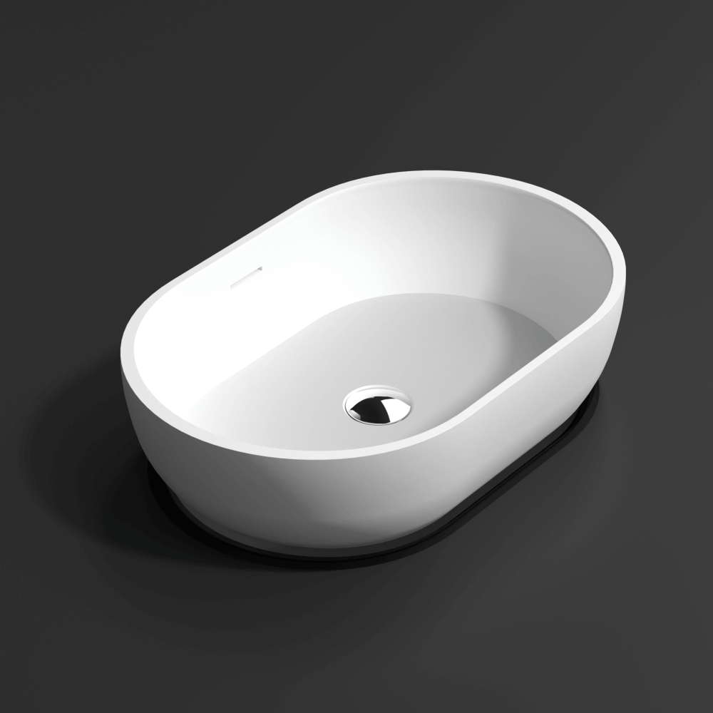 Vasque à poser Solid Surface 58cm, blanc mat