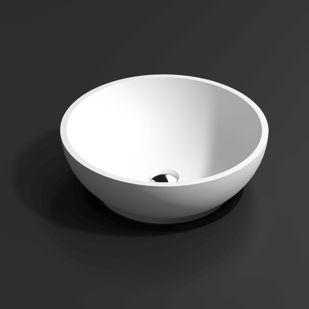Vasque à poser Solid Surface Ø42cm, blanc mat