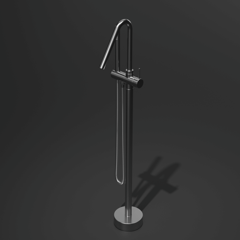 Duten mitigeur colonne de baignoire monocommande avec douchette, inox brossé