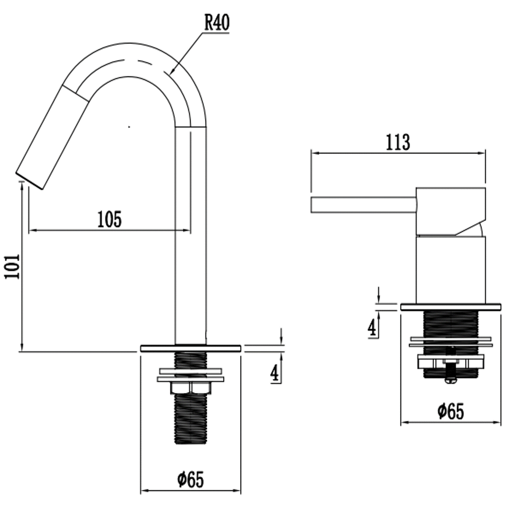 Duten mitigeur monocommande, inox brossé