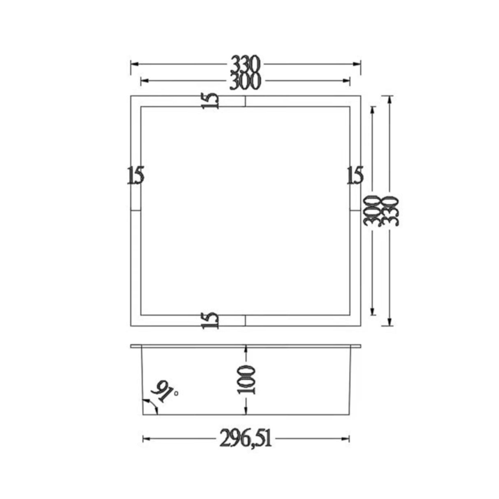 Duten niche encastrable murale 30x30cm, inox brossé