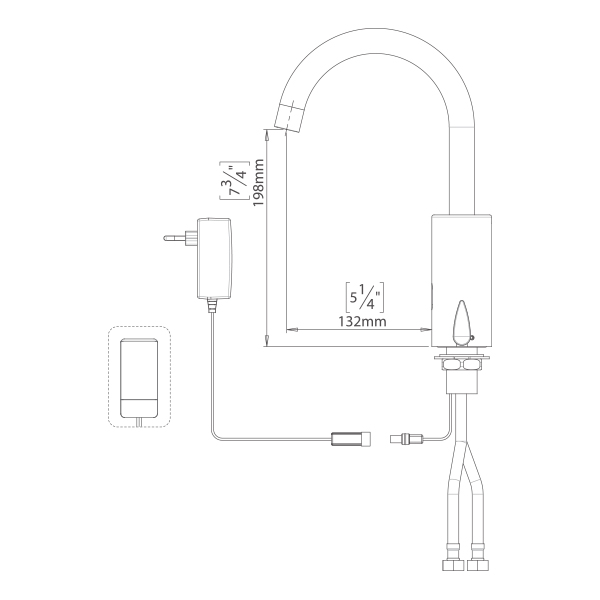 AP - Duten mitigeur automatique sur plage, inox brossé