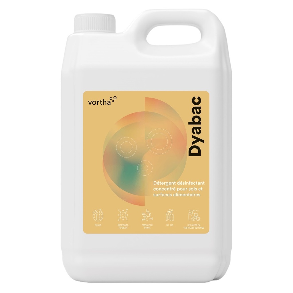 Vortha DYABAC détergent, dégraissant, désinfectant virucide alimentaire concentré DDM / 5L