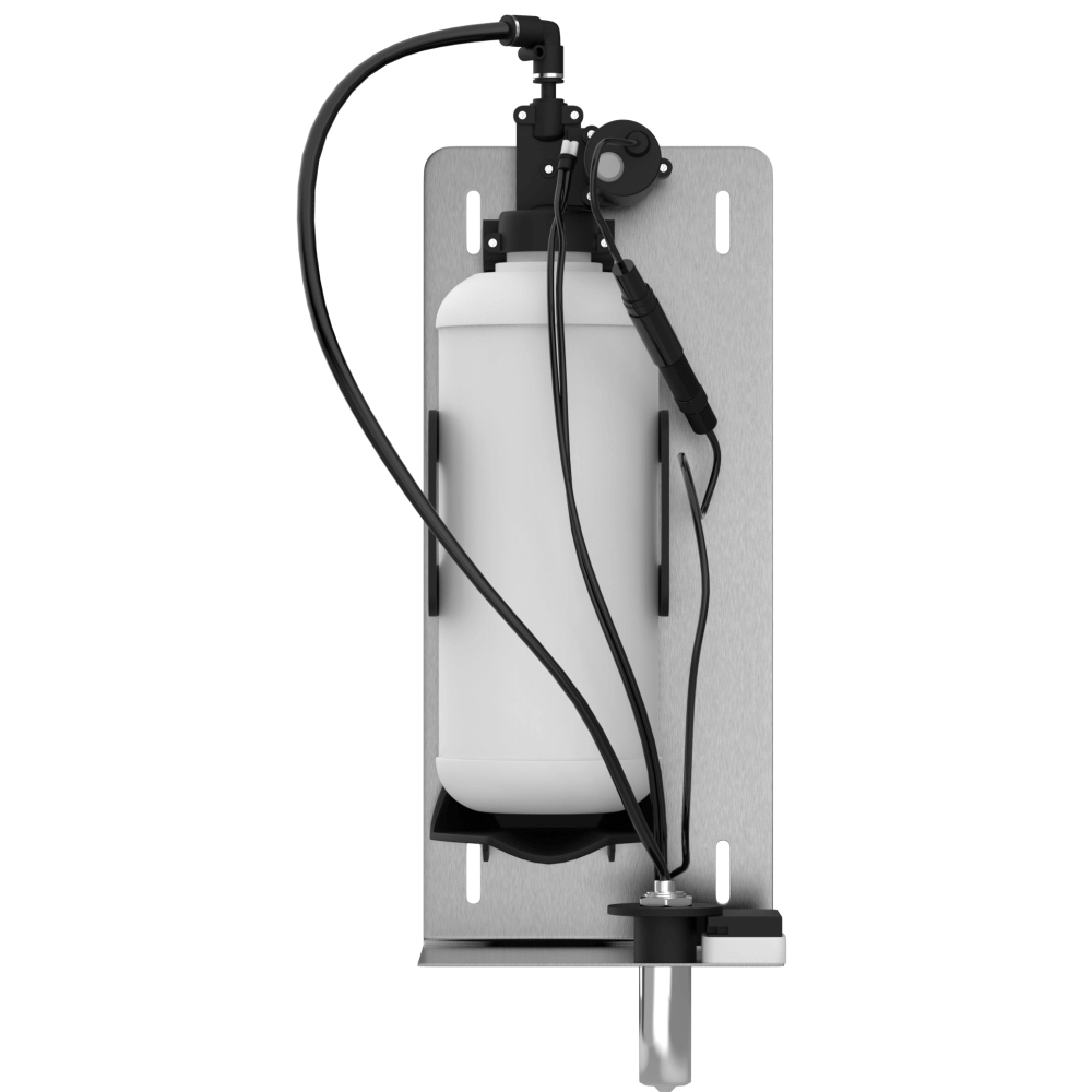 AP - Duten distributeur savon automatique, installation derrière miroir, finition Ståljus