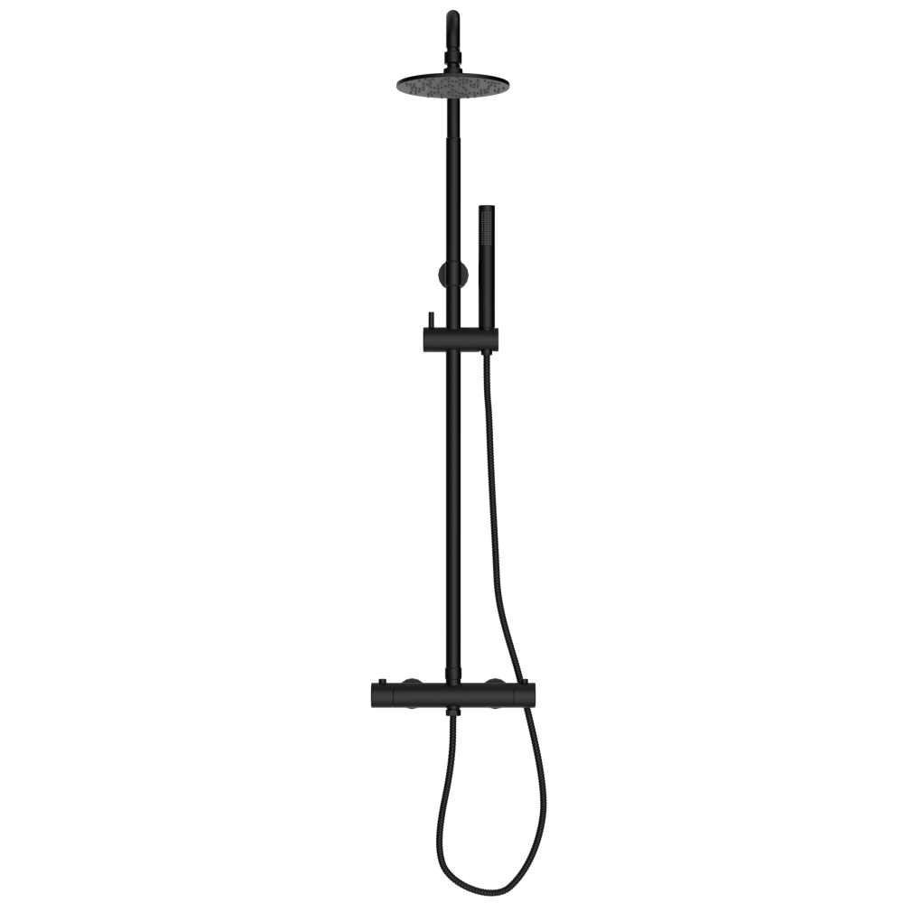 Kludi Nova Fonte - Colonne de douche avec pommeau de douche, support, barre  de 900 mm et flexible, noir mat 2084039-15